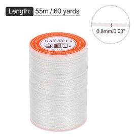 MECCANIXITY Waxed Cord 0.8mm 60 Yards Wax Bead Thread String Waxed Thread Beading Leather Thread for Jewelry Making Leather Sewing White
