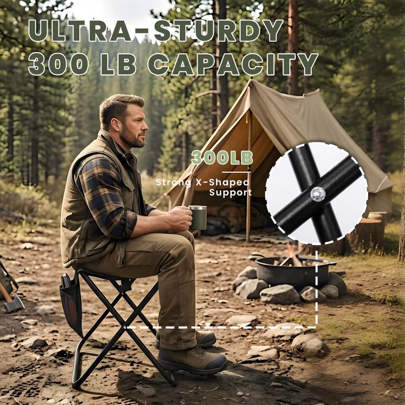 STRAODTIC Lightweight Extra Tall Folding Camping Stools for Adults, 2