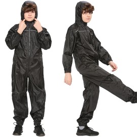 A2Z 4 Kids Girls Boys Raincoat Kids Puddle Suits - Rainsuit 641 Black 5-6