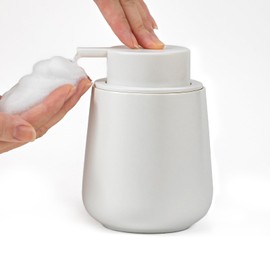 LAZEENOOK Soap Dispenser, Foam Dispenser, Hand Soap, Foam, Ceramic, Stylish, 11.8 fl oz (320 ml), Wide Mouth, Manual Press Type, Suitable for Kitchen, Kitchen, Washroom, Toilet, Bathroom, Bathroom