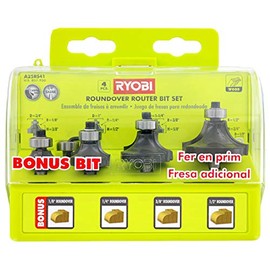 Ryobi A25RS41 4-Piece Roundover Router Bit Set