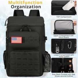 Tactical Backpack Cooler,Tactical Insulated Soft Cooler Bag Large Capacity Leakproof Back Pack,Portable Soft Cooler Bag Waterproof for Beach, Travel, Camping, Picnic, Hiking(Black)