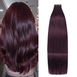 Aison Cinta En Extensiones De Cabello 99J 100% Remy Extensiones De Cabello Humano Recto Sedoso Para Mujeres De Moda 20 Unids/Paquete (14 Pulgadas 30G) #99J