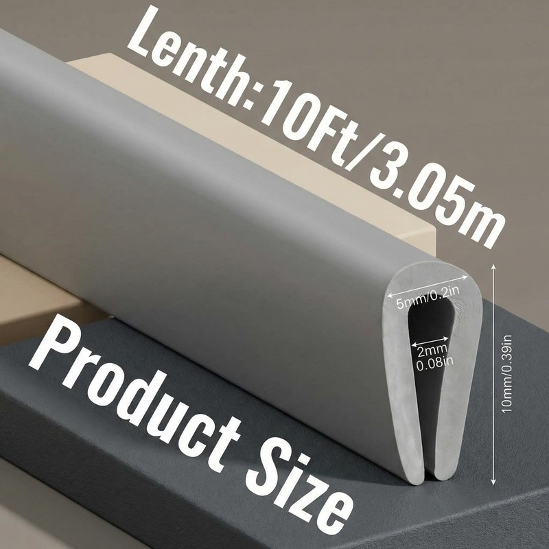 Rubber U Channel Edge Trim, Door Seal Strip, Fits Edge
