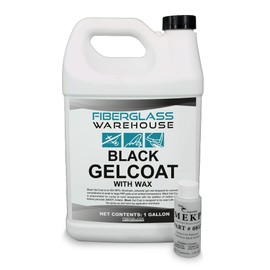 Fiberglass Warehouse Black Gel Coat – 1 Gallon Gelcoat (Waxed) with 2oz MEKP Catalyst Kit, Easy Application Modified Polyester Resin – Durable and Safe – Ideal for Repairs, Composite Coating…