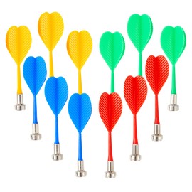 moopok 12Pcs Magnetic Darts Accessories for Magnet Dart Board, 4 Colorful Safe Plastic Darts Replacement Dart, Magnetic Darts for Kids Adults Target Game Toys