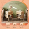 WLIVE Rattan Nightstand with Charging Station, Boho Night Stand, Small
