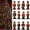 36pcs Christmas Teddy Bear Ornaments Wooden Nutcracker Plaid Decor