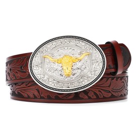 BELTROAD Western Leather Buckle Belt for Men Women Cowboy Cowgirl Jeans Country Party Christmas Gifts