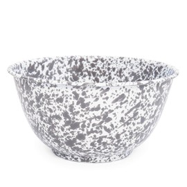 Crow Canyon Home Enamelware Salad Bowl, 5 quart, Grey/White Splatter