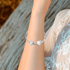 LINSTER Cross Charms 925 Sterling Silver Heart Charm Pendant for European Bracelet With God All Things Are Possible Religious Beads Jewellery Gift for Women, Zirconia cúbica, Zirconia cúbica