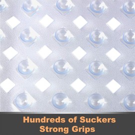 Anti-Slip and Mildew-Proof Square Shower mats 21 x 21 inches,Bath Tub Mat Non-Slip with Suctions Cups and Drain Hole, Non-Slip Stall Mat for Elderly & Kids Bathroom,Machine Washable(White Clear)