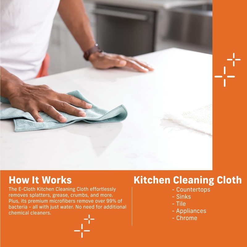 E-Cloth Kitchen Cleaning Cloth, Premium Microfibre Cleaning Cloth with Scrubber,