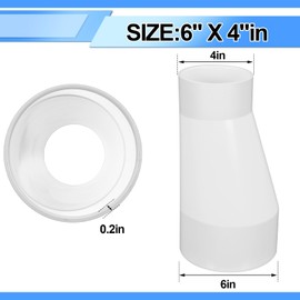 Pushglossy 6" X 4" 429-E Series PVC Pipe Fitting Eccentric Reducer Coupling Schedule 40 Suitable for High-flow Capacity, Plumbing, Irrigation, Pool, Spa, White