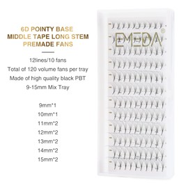 EMEDA Premade Volume Fans 5D Eyelash Extensions Set, 0.07 mm D-Curls Volume Eyelash Extension, 9 mm, 10 mm, 12 mm, 13 mm, 15 mm Eyelash Extension Set (5D 0.07-D Mix)