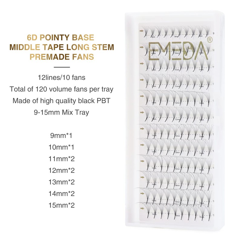 EMEDA Premade Volume Fans 5D Eyelash Extensions Set, 0.07 mm