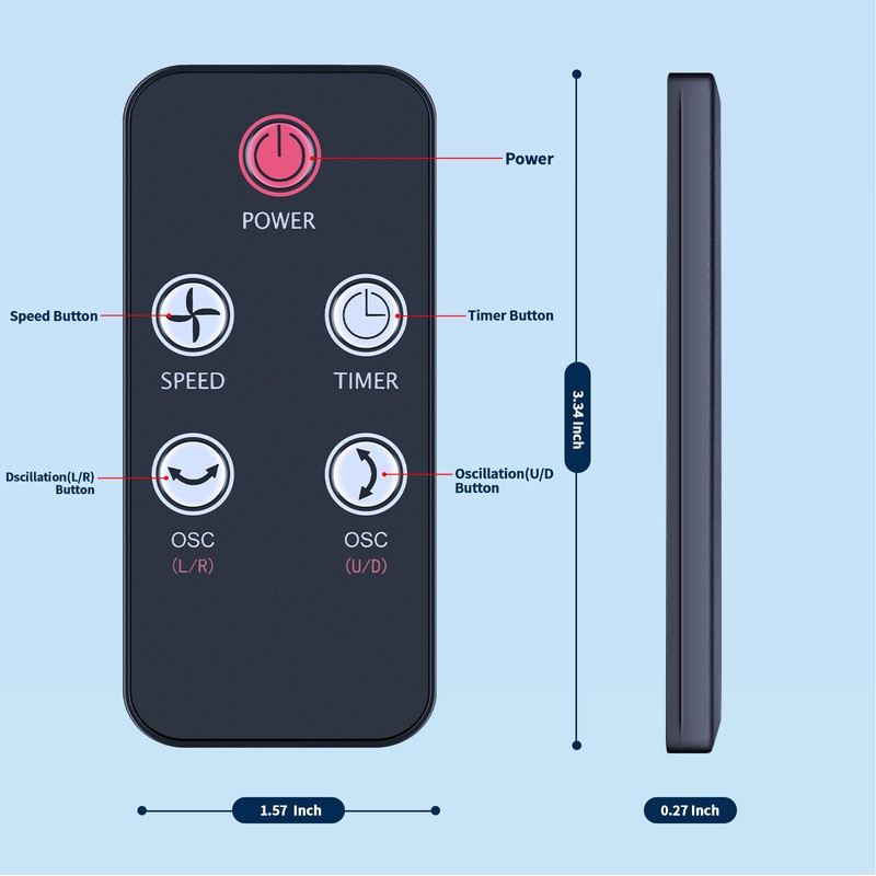 Replacement Remote Control For Ozeri OZF6 Brezza III High Velocity