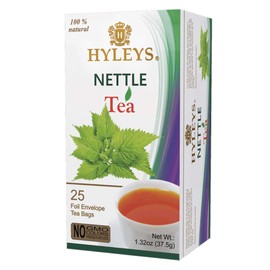 12 pack of Hyleys Natural Nettle Leaves with Black Tea - 25 Tea Bags (100% Natural, Sugar Free, Gluten Free and Non-GMO)