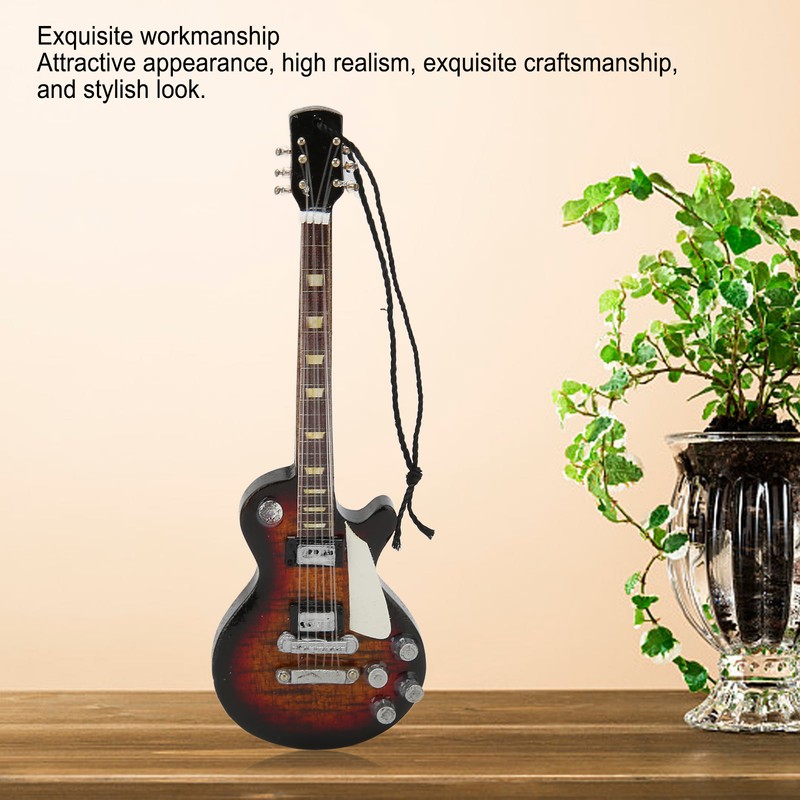 Miniature Electric Guitar Model Exquisite Wooden Guitar Ornament for Music