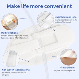 30 PCS Catheter Stabilization Devices, Foley Catheter Supplies Device Sticker, Urinary Leg Bag Legband Holder Sticker, Self Adhesive Catheter Tube Holder for PEG/G/Feeding Tube（White）