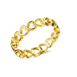 Alex's Wish List Eternity Heart Ring Gold or White Gold Plated | Dainty Simple Women Band Fashion Ring