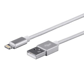 Monoprice - Cable de Carga y sincronización de Nailon Trenzado para Apple MFi, Blanco, 1.5ft
