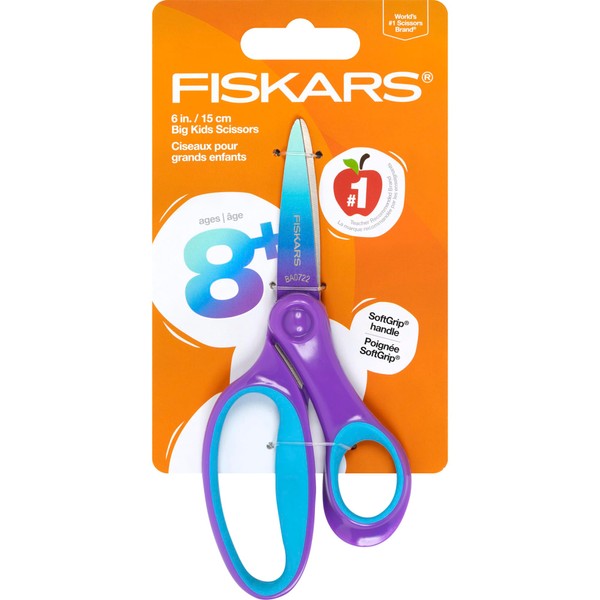 Fiskars® Tijeras degradadas para niños grandes, púrpura/turquesa (6 pulgadas)