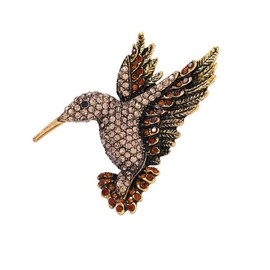 WOIWO 1PCS of Lovely Bird Diamond Brooch Ladies Shiny Brooch Crystal Brooch Gold Dress Ladies and Men Wedding Accessories Fashion Accessories (Brown)