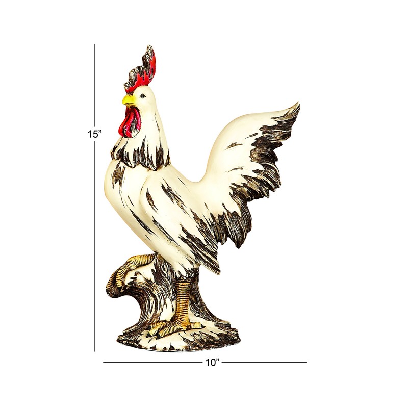 Deco 79 Polystone Rooster Decorative Garden Sculpture Indoor Outdoor Garden