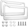 2PCS Chrome License Plate Frame, 2 Holes Silver Stainless Steel