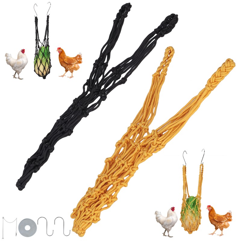 Hanging Feeding Net Bag Poultry Fruit Holder Chicken Cabbage Feeder
