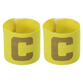 PATIKIL 9.4x2.5" Soccer Captain C Band Set of 2 Nylon Elastic Arm Badges Youth Adult Adjustable Team Training Yellow