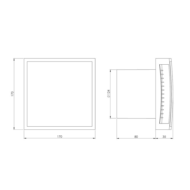 EUROPLAST Diameter 125mm Light Switch Activation Bathroom Extractor Fan with