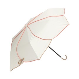 Francfranc Bi-Color Piping Folding Umbrella, 18.5 inches (47 cm), For Rain or Sun, white