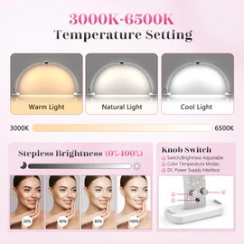 LIONVISON Half Moon Light with Nail Desk: 30-inch Manicure Table Light with Phone Holder for Beginner DIY - 48W Professional Half Moon Lamp for Nail Tech,Eyelash,Makeup,Tattoo