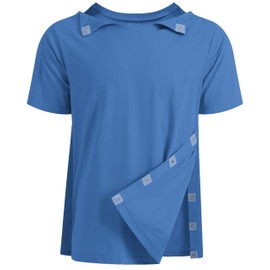 Post Shoulder Surgery Recovery Shirt with Magnetic Buttons for Women Crew Neck Tear Away Shirts for Shoulder Surgery for Men