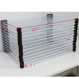 INTSUPERMAI 12 Shelves Art Drying Rack Painting Drying Rack Screen Printing Frame Rack Table Fixed and Spread Type Drying Rack 24 x 16.14 x 16.7 Inch for Art Studios and Classrooms