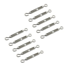 M6 304 Stainless Steel Hook & Eye Heavy Duty Turnbuckle Wire Rope Tension For Wire Rope Cable Pack Of 10