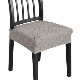 HADEEONG Chair Seat Covers for Dining Room Chairs Set of 4, Removable Washable Kitchen Chair Covers Anti-Dust Dining Chair Cover Chair Slipcovers Protector (4, Taupe)