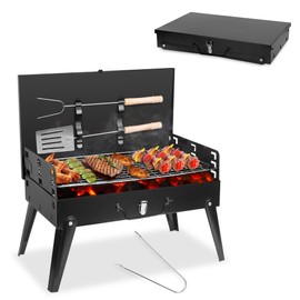 TeqHome Portable Charcoal Grill, Small Foldable Barbecue BBQ Grill Charcoal for Outdoor Picnic, Backyard, Patio and Parties, 16.7"×10"×17.7"