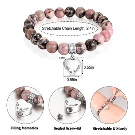 XIUDA Heart Cremation Memorial Urn Bracelet 316L Stainless Steel Keepsake Jewelry Urn Bracelet for Ashes for Women-With Me Always