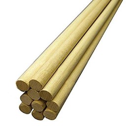Hygloss Products, Inc Wooden Dowel Rods Unfinished Natural Wood Sticks-1/4 x 12 Inches, 10 Pack, 1/4-Inch x 12-Inch, 10 Count