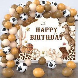 Caaerttply Western Cowboy Happy Birthday Backdrop for Photography Wild West Theme Birthday Party Photo Backdrop 10x8ft Farm Cowgirl Theme Cowboy Party Background Decoration Kids Adults Portrait Props