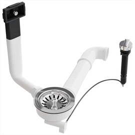 Aquade Strainer Basket Valve 114 mm – Strainer Basket Sink – Siphon Sink Set for Kitchen – Sink Drain – Model: Bowden Cable + Space Maker + Standard Overflow