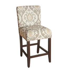 HomePop Upholstered Counter Height Barstool, 24-Inch, Suri Cream Damask