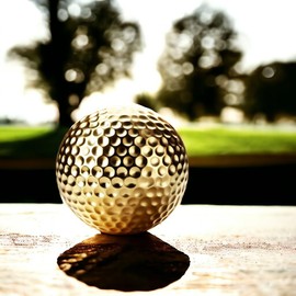 VILLAGE GIFT IMPORTERS Golden Gold Plated Golf Ball, 392 Dimples, 1.67in (42.6mm), 45g, 1 Count
