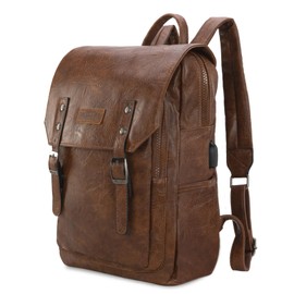 Montana West × Wrangler Backpack for Women Men Backpack Purse for Work Business Unisex Stylish Vegan Leather Dark Brown Backpack