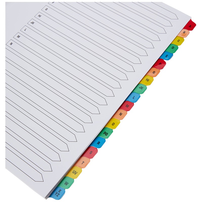Q-Connect 20 Part A-Z Index Extra Wide Reinforced Multi-Colour Tabs