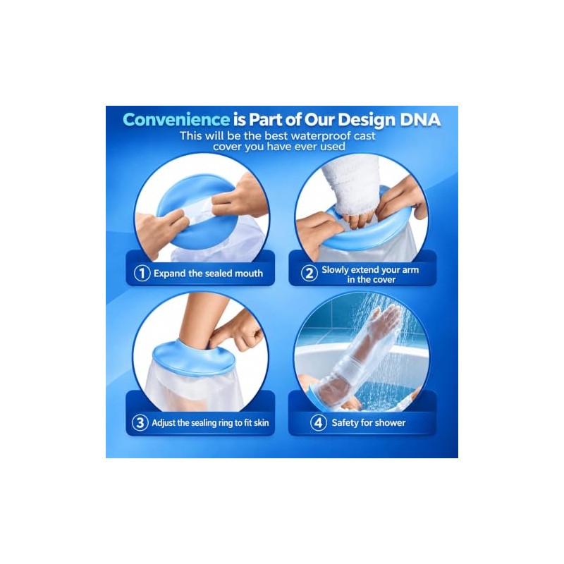 Waterproof Cast Cover for Shower Arm– Reusable Elastic Cast &