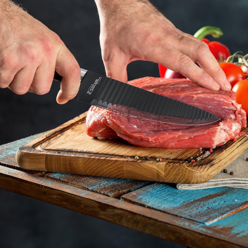 6pcs Stainless Steel Kitchen Knife Set, Nonstick Ceramic Coating Wave